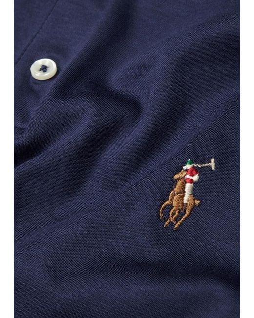 Polo Ralph Lauren Blue Slim Pima Cotton Polo Shirt, Shirt, Split Sides for men