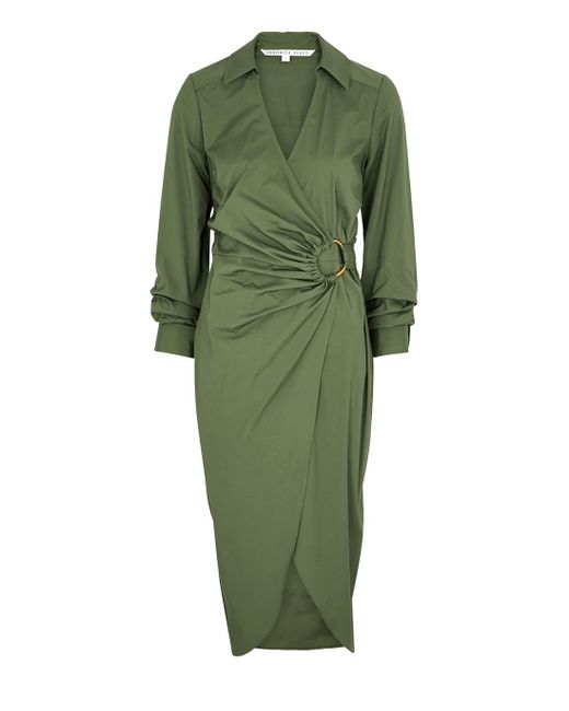 Veronica Beard Afton Stretch-cotton Shirt Dress in Green | Lyst