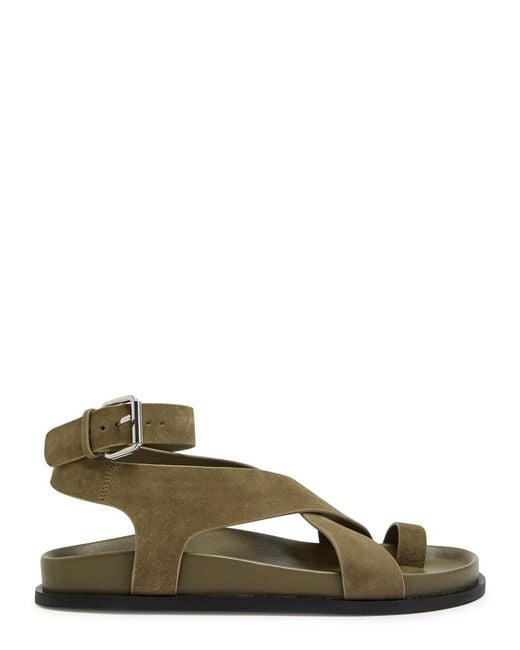 A.Emery Green Jalen Cross-Over Suede Sandals