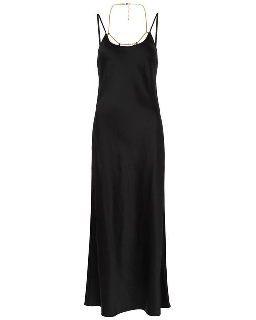 Alexander Wang Black Chain-embellished Silk-satin Slip Dress