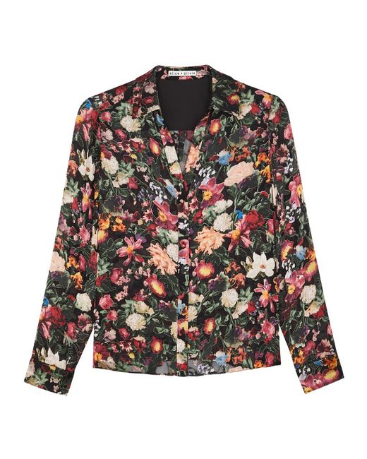 Alice + Olivia Multicolor Alice + Olivia Eloise Floral-print Chiffon Shirt