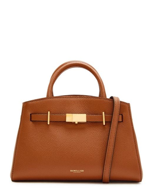 DeMellier London Brown The Small Hudson Grained Leather Top Handle Bag