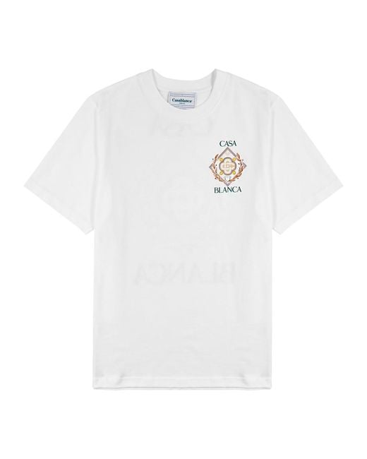 CASABLANCA White Championship Printed Cotton T-shirt for men