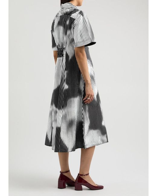 LOVEBIRDS Multicolor Striped Cotton-Poplin Midi Shirt Dress