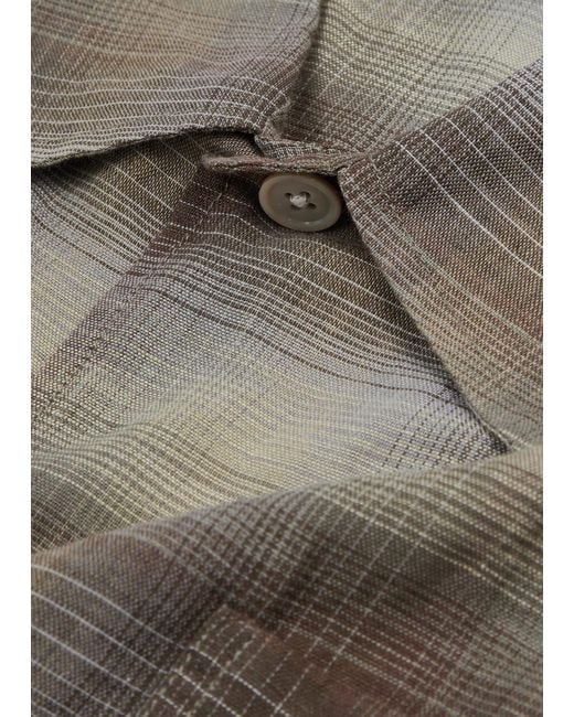 Our Legacy Gray Box Checked Linen-blend Shirt for men