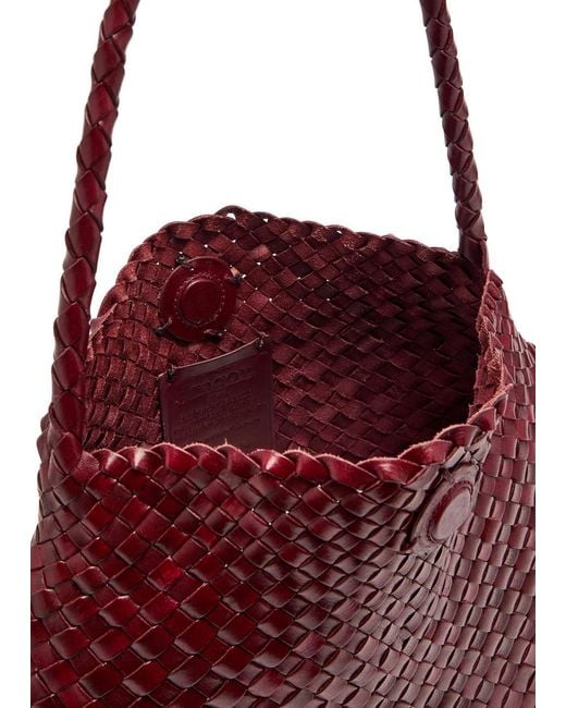 Dragon Diffusion Red Santa Maria Woven Leather Shoulder Bag