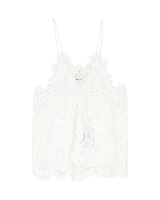 Isabel Marant White Victoria Lace-Trimmed Tank