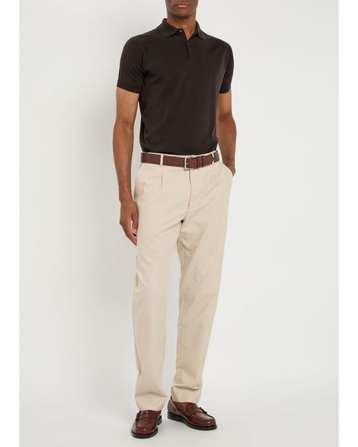 John Smedley Black Payton Merino Wool Polo Shirt for men