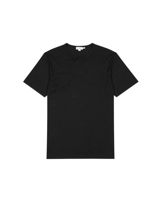 Sunspel Black Cotton T-Shirt for men