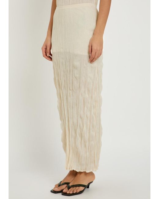 Totême White Crinkled Fine-Knit Maxi Skirt