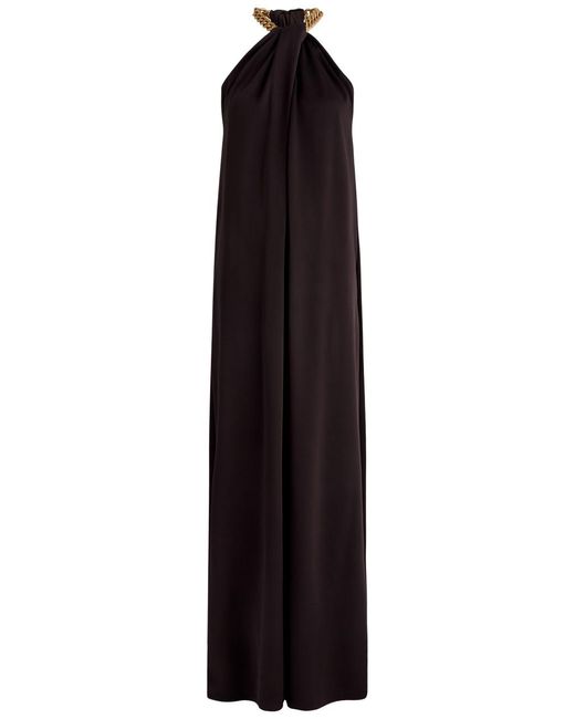Stella McCartney Black Chain-Embellished Satin Gown