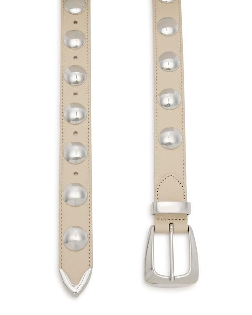 Khaite White Benny Studded Leather Belt