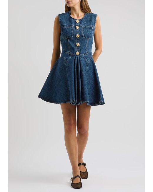 Self-Portrait Blue Embellished Mini Dress