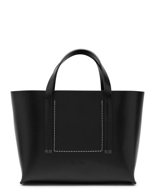 Rick Owens Black Shopper Small Leather Tote Bag