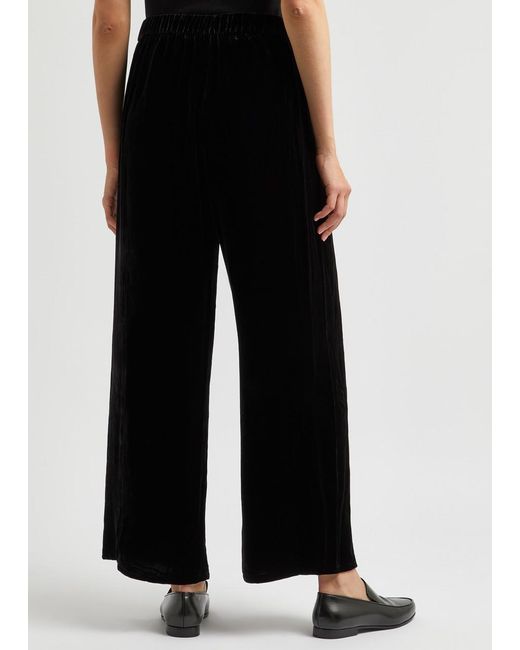 Eileen Fisher Black Wide-leg Velvet Trousers