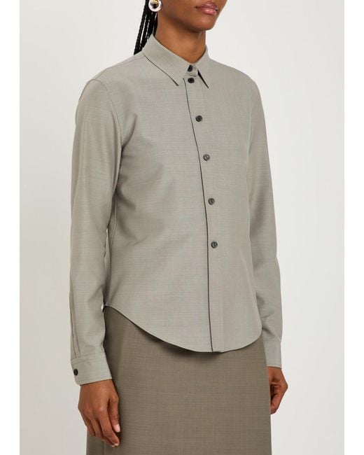 Calvin Klein Gray Sophie Wool And Silk-Blend Shirt