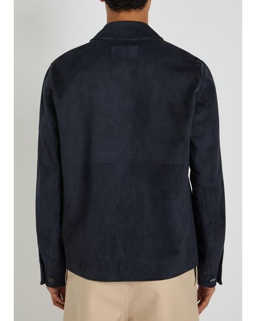 Givenchy Blue Patch Pocket Suede Overshirt for men
