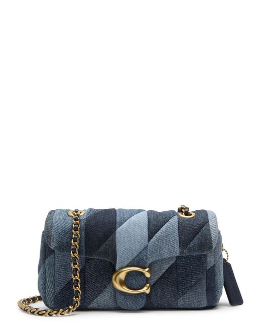 COACH Blue Quilted Tabby 20 Patchwork Shoulder Bag