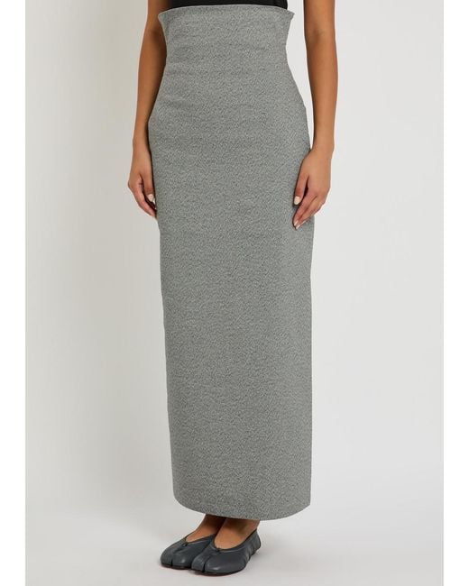 Issey Miyake Gray Allow Sculptured Paper-Blend Maxi Skirt