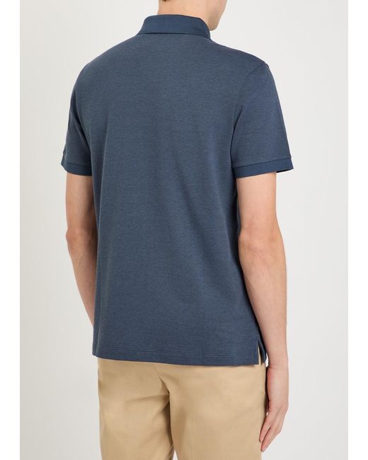 Boss Blue Fine-Knit Cotton Polo Shirt for men