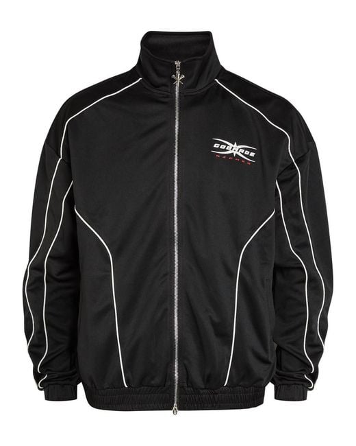 GODMADE Black Finish Line Logo Cotton Track Jacket for men