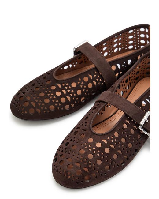 Alaïa Brown Vienne Cut-Out Suede Ballet Flats