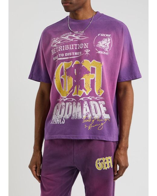 God Made Purple Retribution Printed Cotton T-Shirt for men