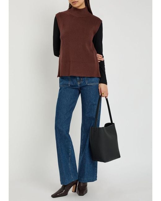 Varley Red Lois Ribbed Knit Top
