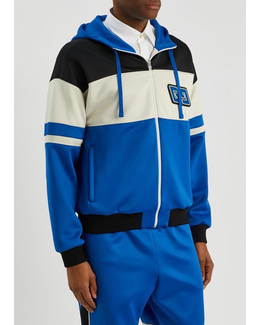 Gucci Blue Striped Hooded Neoprene Jacket for men