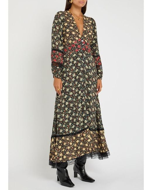 Rixo Multicolor Raven Floral-Print Crepe De Chine Maxi Dress
