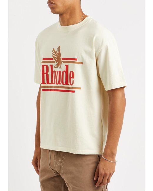 Rhude White Rossa Logo-print Cotton T-shirt for men