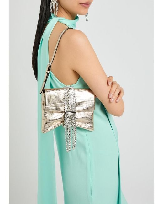 Jimmy Choo Metallic Zandra Crystal-Embellished Leather Shoulder Bag