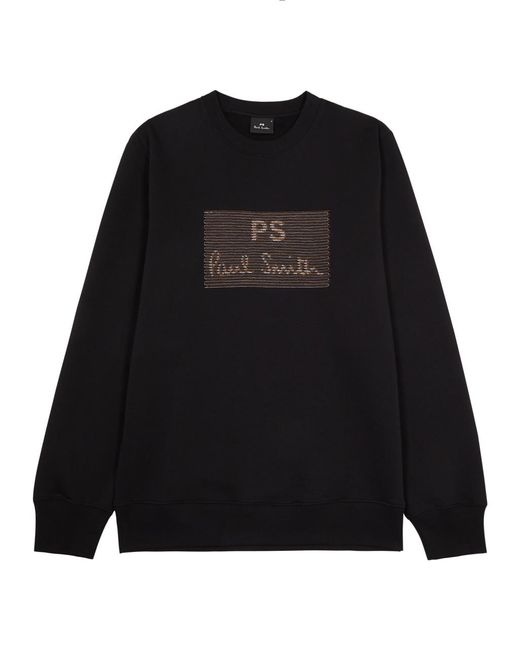 PS by Paul Smith Black Logo-embroidered Cotton Sweatshirt for men