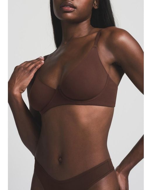 Skims Brown Unlined Stretch-Jersey Demi Bra