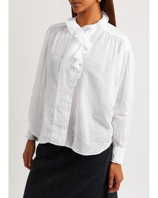 Isabel Marant White Pamias Ruffled Cotton Blouse