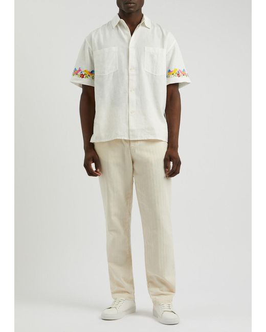 YMC White Mitchum Embroidered Cotton-Blend Shirt for men