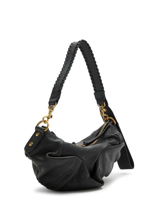 Vivienne Westwood Black Agnes Small Draped Leather Shoulder Bag