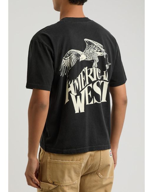 CHERRY LA Black American West Printed Cotton T-Shirt for men