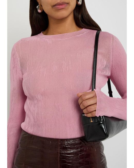 Khaite Pink Mosi Fine-Knit Silk Top