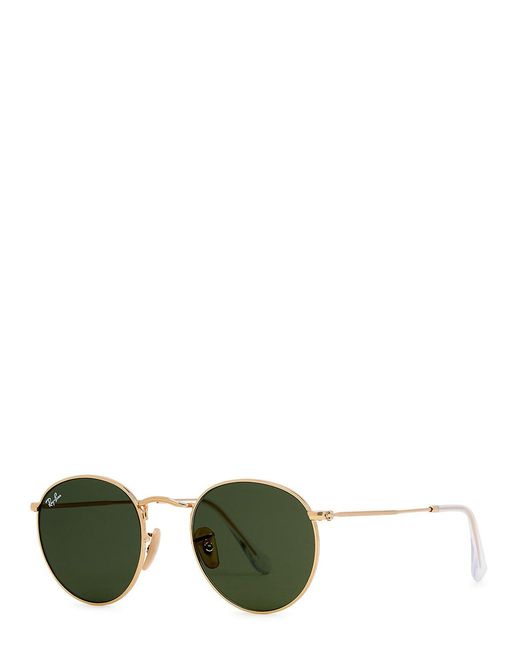Ray-Ban Green Tone G-15 Round-Frame Sunglasses, Sunglasses, Lenses, Designer Sunglasses 100% Uv Protection