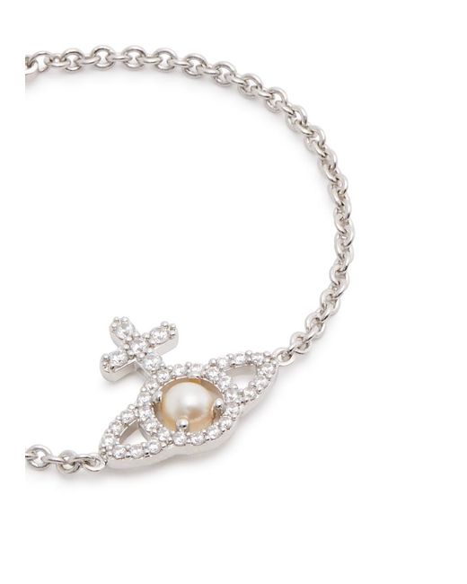 Vivienne Westwood White Olympia Embellished Orb Bracelet