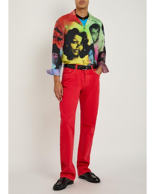 Versace Red Straight-Leg Jeans for men