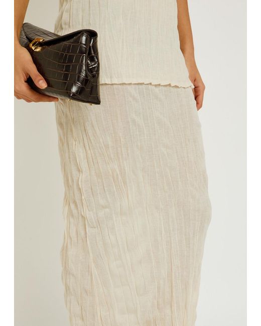 Totême White Crinkled Fine-Knit Maxi Skirt