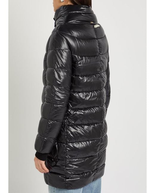 Herno Black Quilted Shell Coat