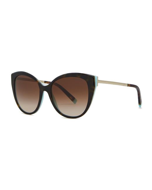 Tiffany & Co Brown Tortoiseshell Cat-eye Sunglasses