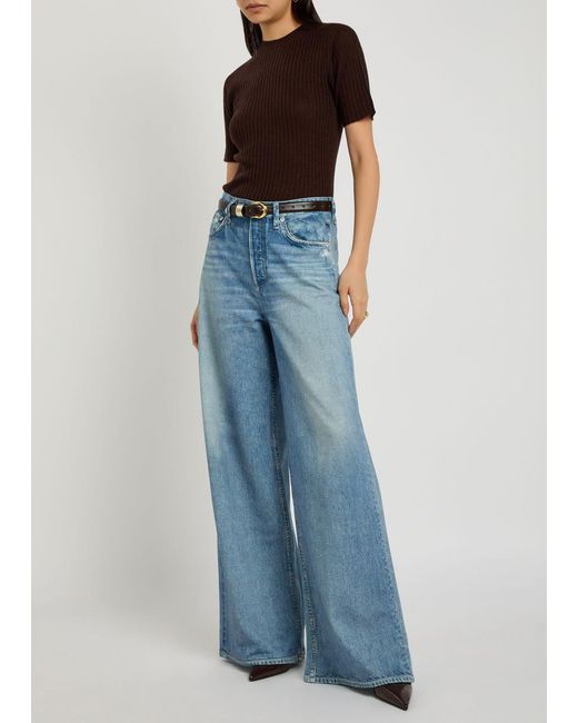 Rag & Bone Blue Miramar Sofie Jeans-Print Terry Trousers