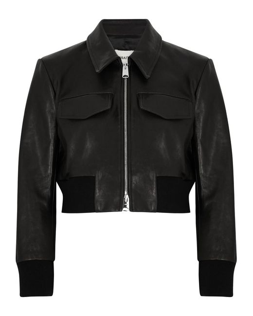 Khaite Black Hector Cropped Leather Jacket