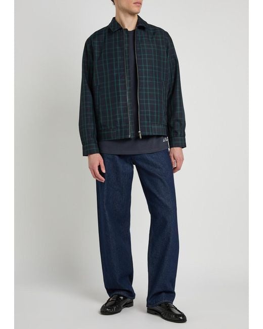 Les Deux Blue Como Coach Checked Twill Jacket for men