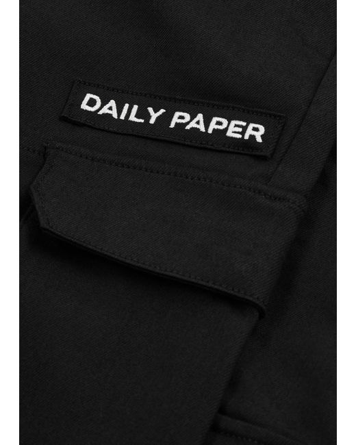 Daily Paper Black Logo-embroidered Twill Cargo Trousers for men