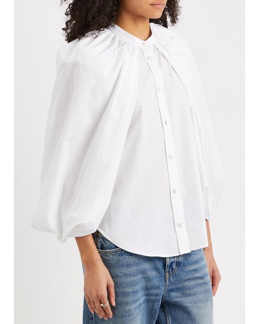 Stella McCartney White Cape-effect Cotton-poplin Shirt
